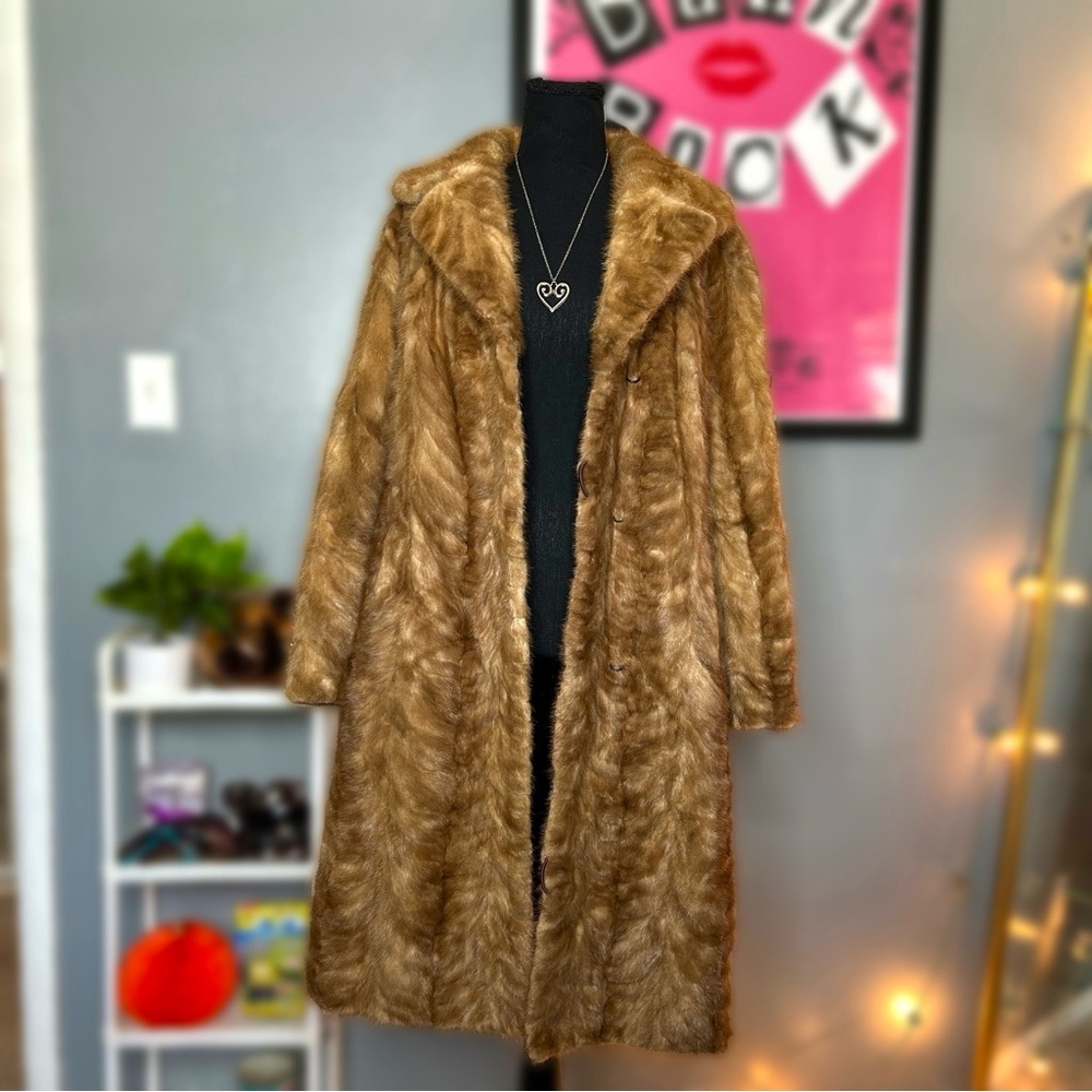 Vintage Real Mink Fur Mob Wife Brown Coat